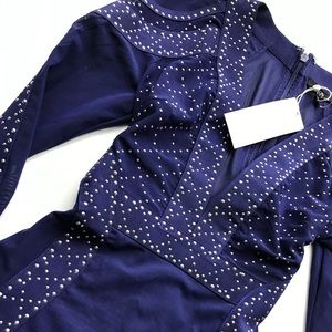 Sheer Navy Studded Bandage Bodysuit